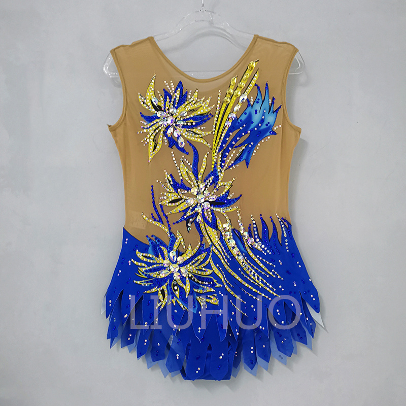 LIUHUO Rhythmic Gymnastics Leotards Artistics Professional Customize Colors Girls Blue