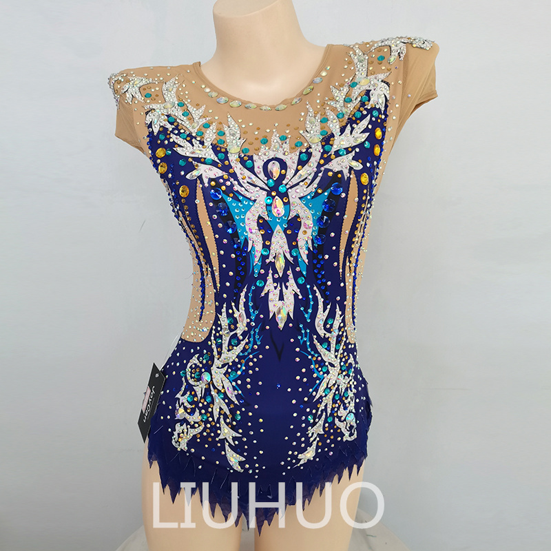 LIUHUO Rhythmic Gymnastics Leotards Artistics Professional Customize Colors Navy Blue