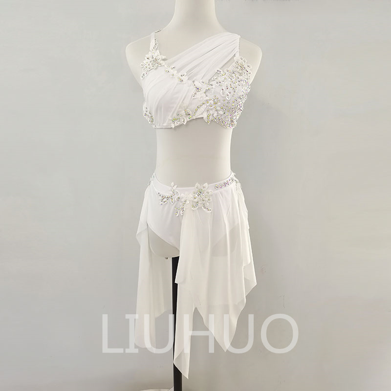 lyrical Dance Dress Modern Contemporary Ballet Dress Competition Pole Dance White